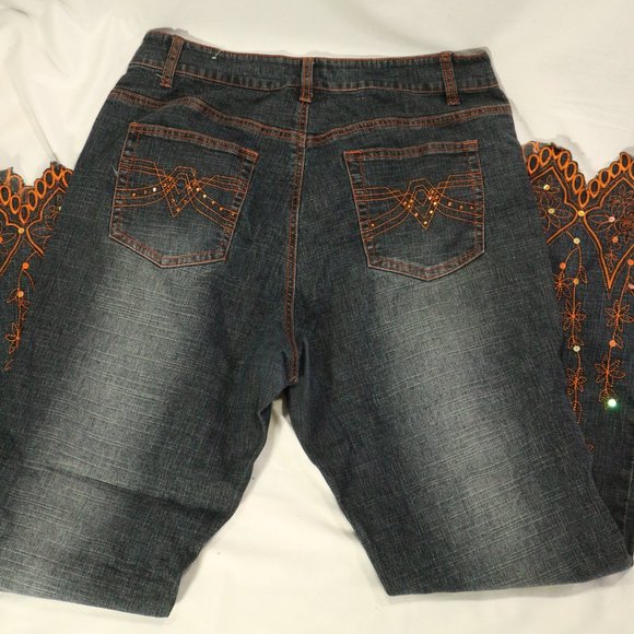 APOLLO JEANS Washed Denim Flared Bottom Jeans Sz 13/14 - Picture 14 of 16